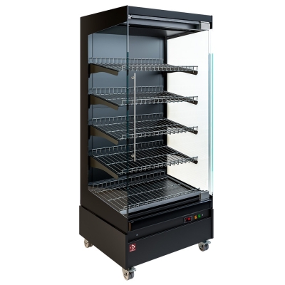 Vitrine chauffante, libre-service, avec porte vitrée, sur roues - FULL BLACK HAS08-G5
